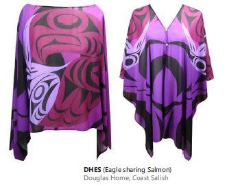 Sheer Poncho Scarf-Eagle Sharing Salmon by Douglas Horne-1