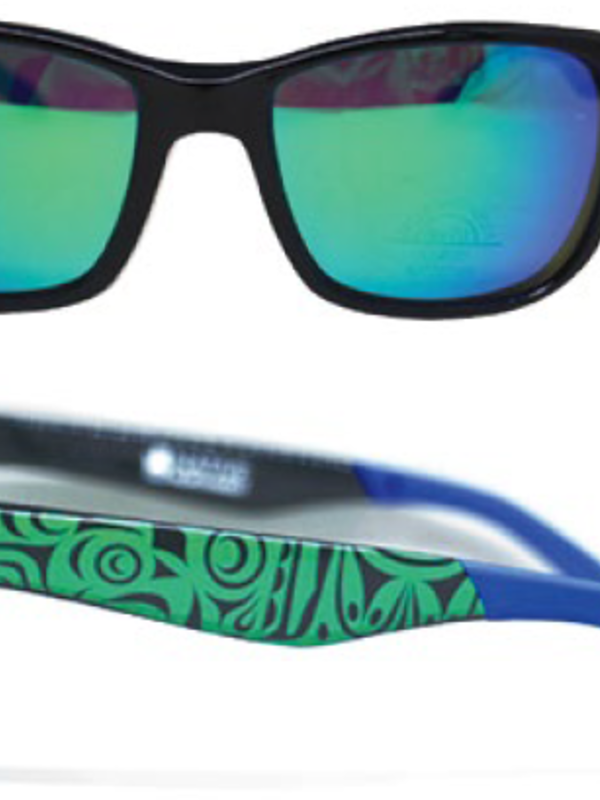 Native Northwest Metallic Mirrored Lens Sunglasses -Thunderbird and Whale-Maynard Johnny Jr