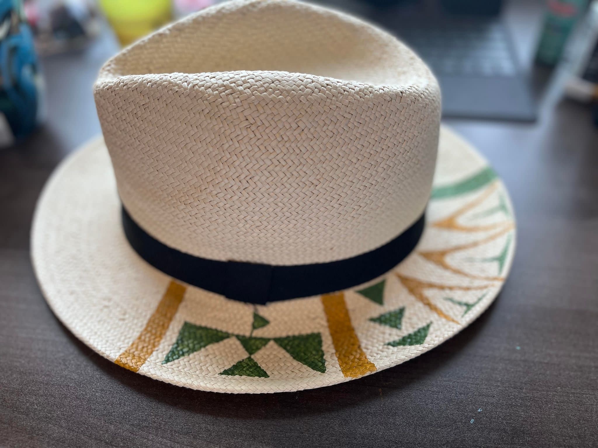Hand Painted Straw Hat by Nikki LaRock 