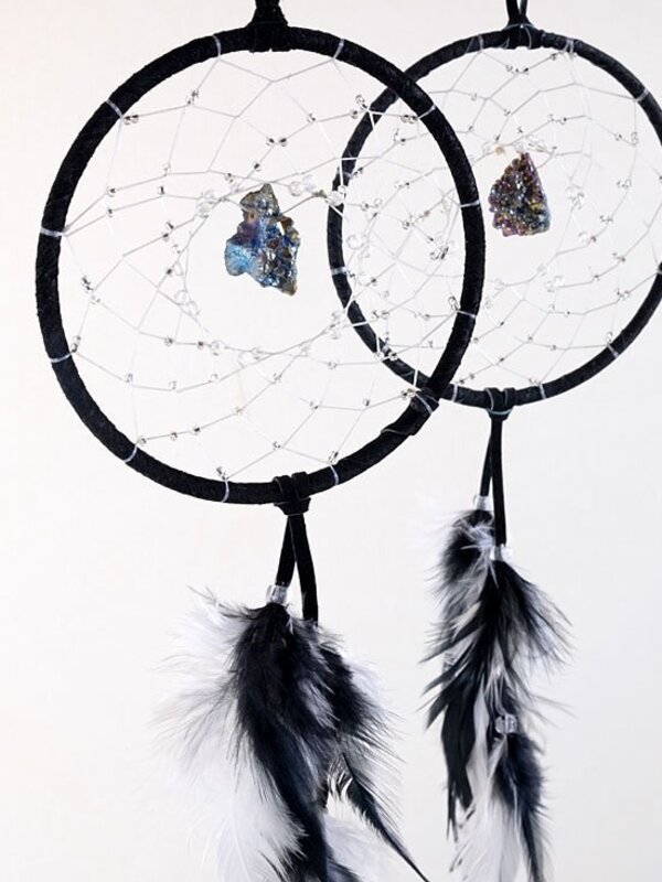 4" Dream Catcher  Black Druzy Crystal