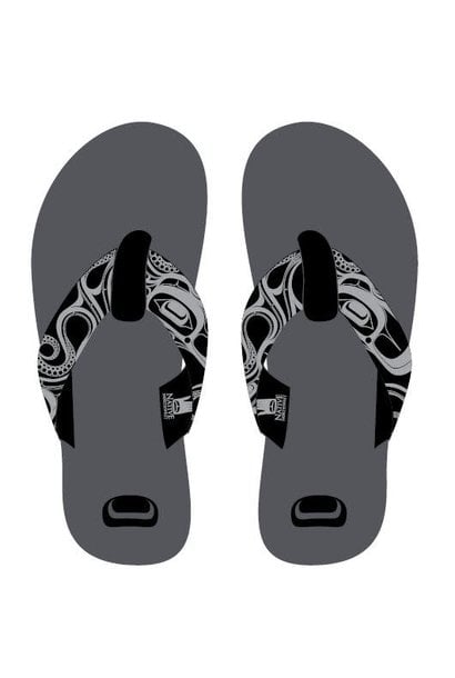 black suede flip flops