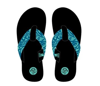 Suede Flip Flops - Salish Eagle by Joe Wilson-Sxwaset