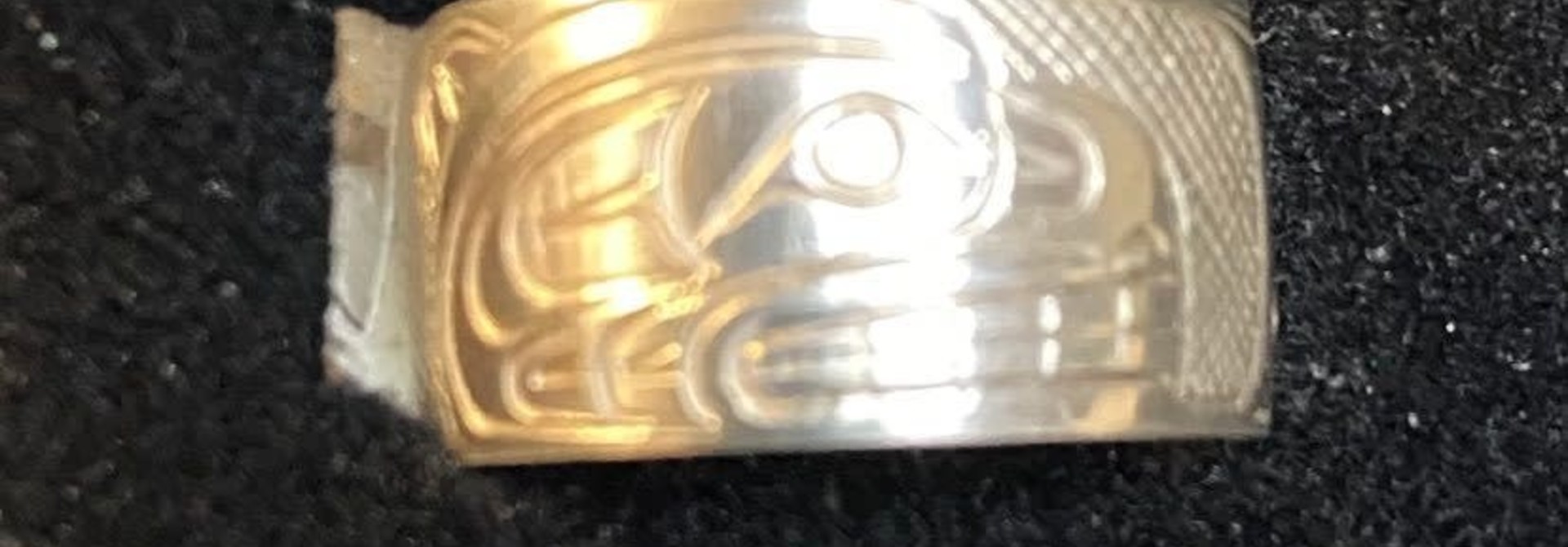Hand Carved Silver Bear Ring Size 7.5