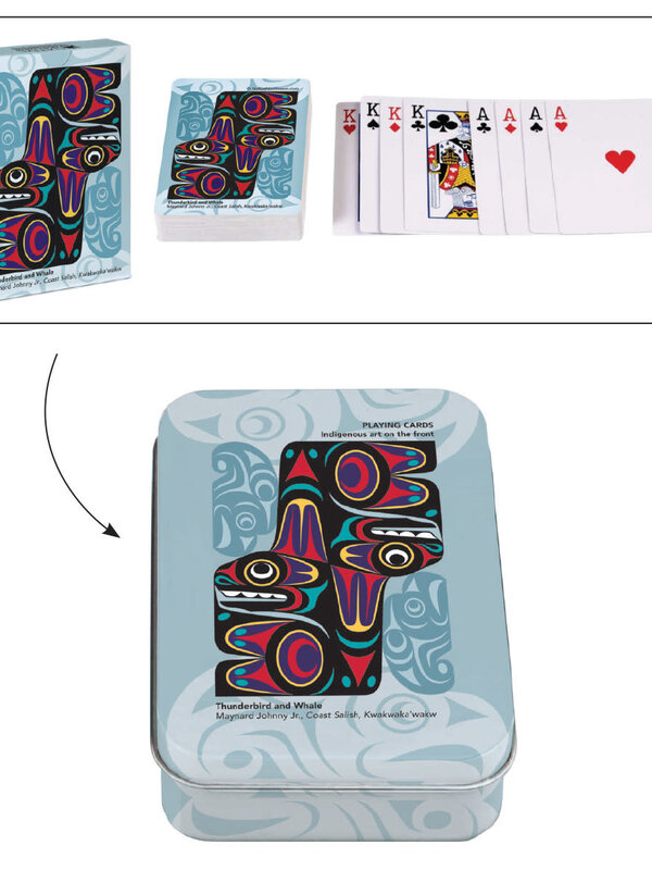 Playing Cards in Tin -Thunderbird & Whale by Maynard Johnny Jr.