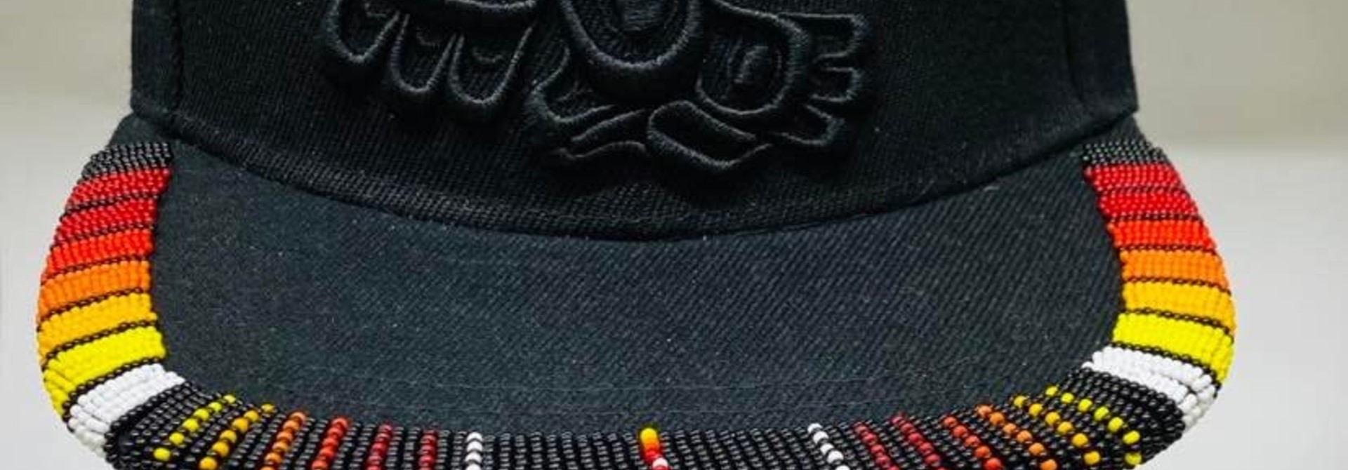 Beaded Ball Cap - Black with Raven Design