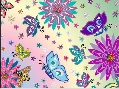 Baby Minky Blanket - Butterfly & Flowers by Angela Kimble-1