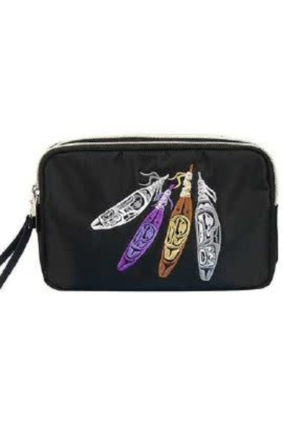Embroidered Wristlet Bag- Feathers by Jason Peters