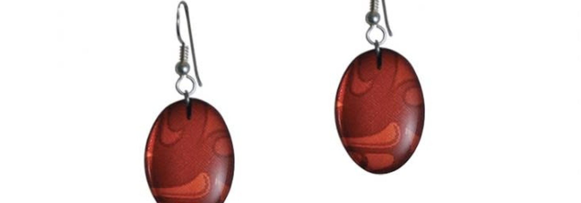 Corrine Hunt Silk Inspiration Oval Earrings Red