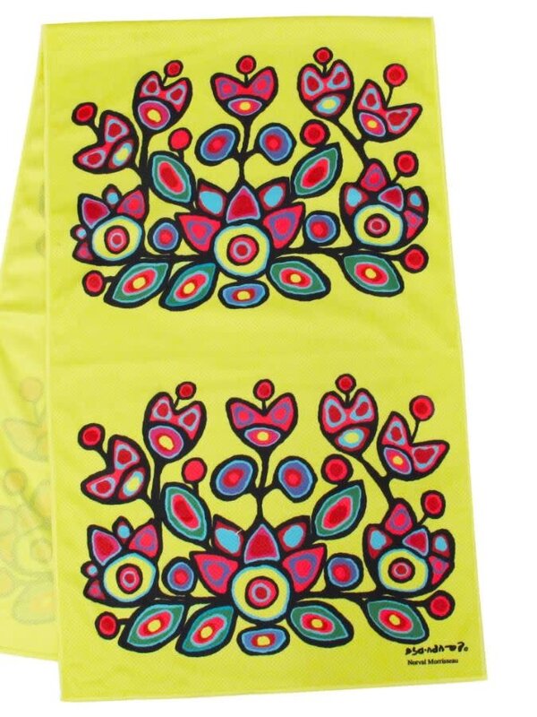 Cooling Towel Floral on Yellow- Norval Morriseau