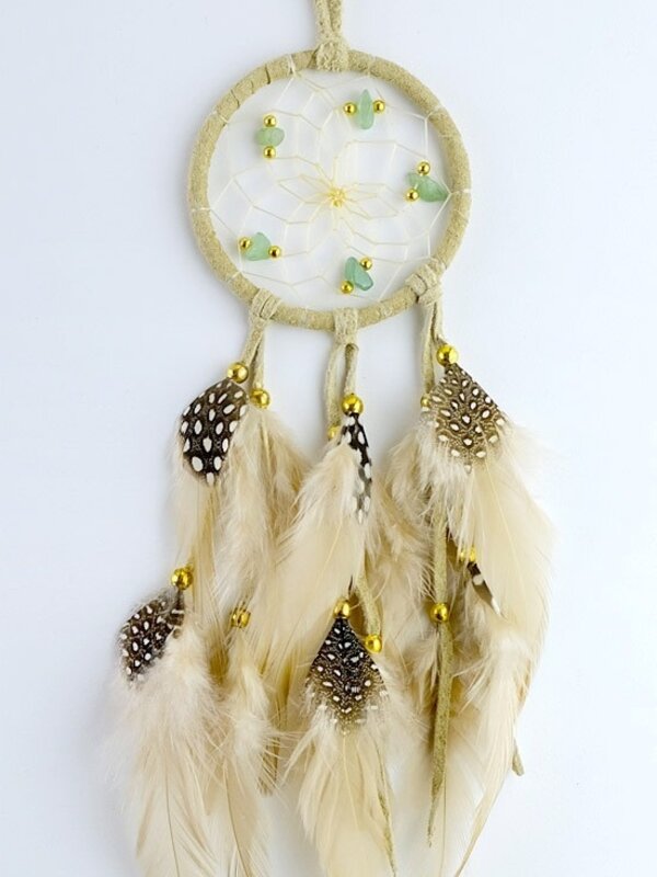 2.5" Tan Dream Catcher-semi-precious stones