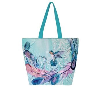 Large Canvas Tote -Hummingbird Feathers - Carla Joseph