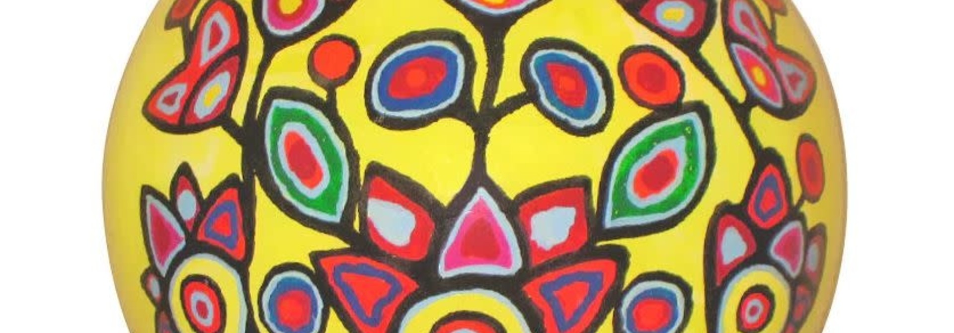 Glass ornament - Floral on Yellow- Norval Morrisseau