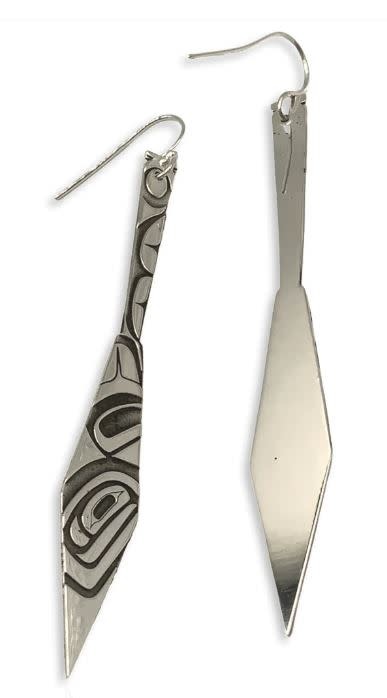 Hand Crafted Silver Formline Paddle Earrings by Gerren Peters-1