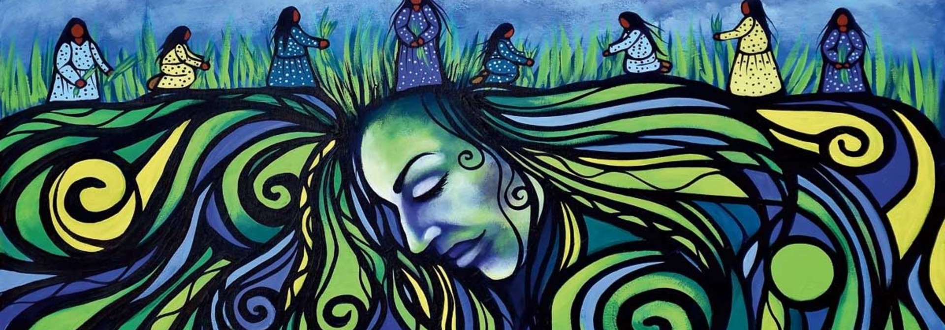 Matted & Framed art Card - Harvesting the Hair of Mother Earth- Jackie Travrse