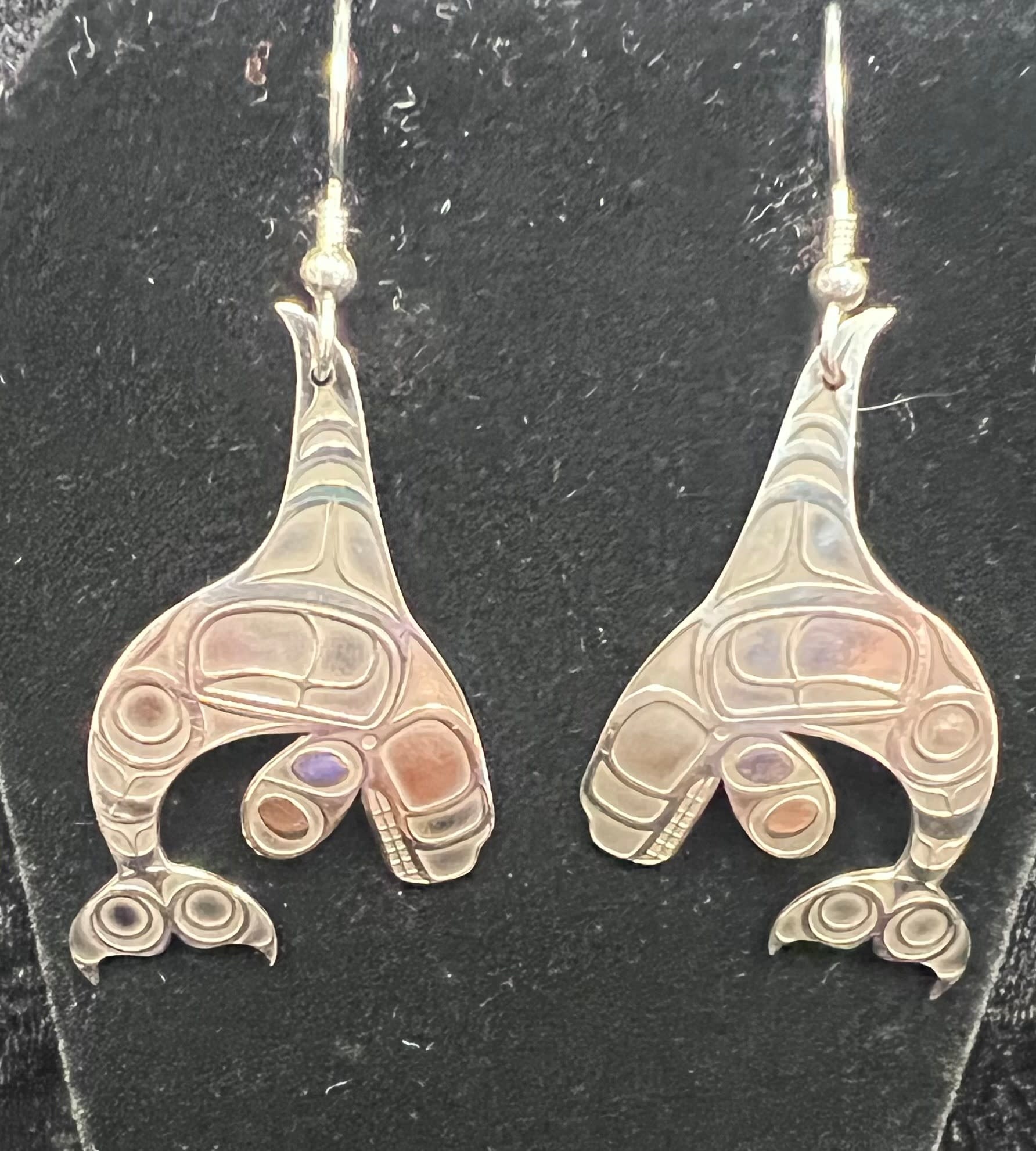 Hand Crafted Silver Orca Earrings by Gerren Peters-1