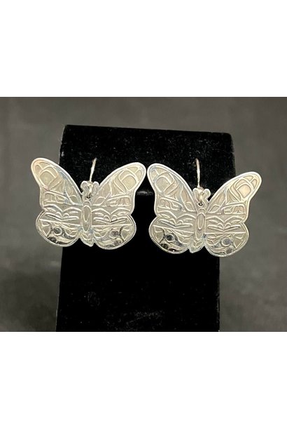 Hand Crafted Silver Earrings - Butterflies by Gerren Peters