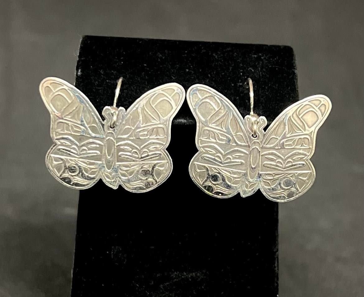 Hand Crafted Silver Earrings - Butterflies by Gerren Peters-2