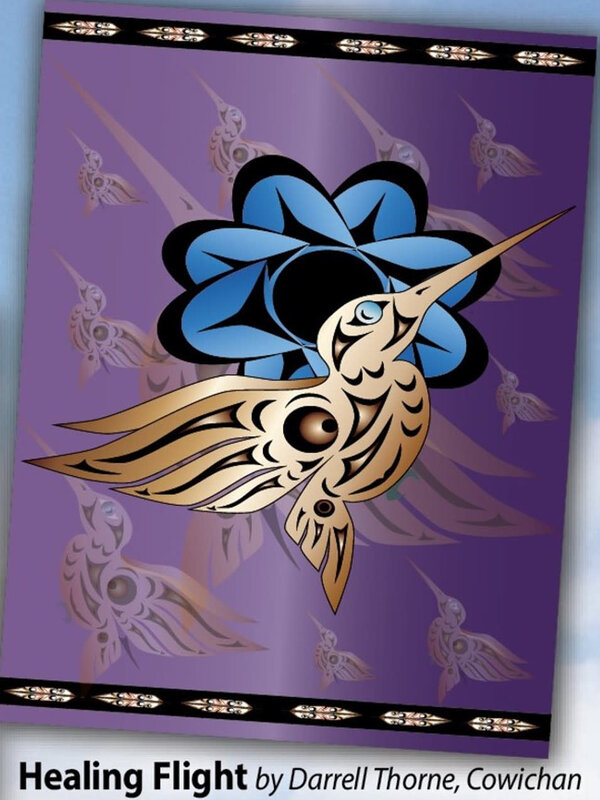 Premium Fleece Blanket - Healing Flight by Darrell Thorne