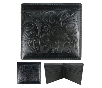 Leather Embossed Wallet - Salish Eagle by Joe Wilson-Sxwaset