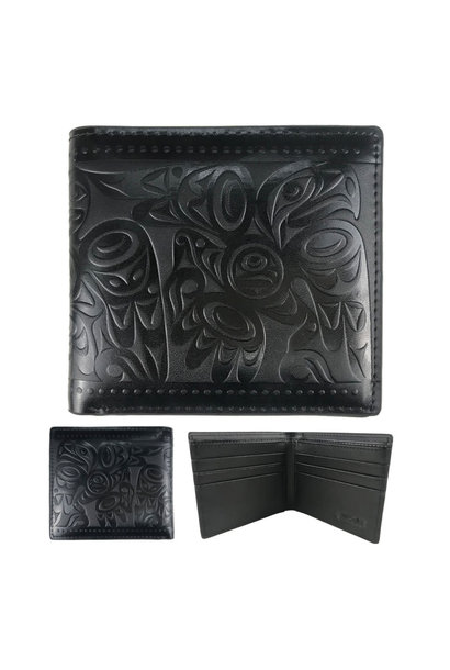 Leather Embossed Wallet - Salish Eagle by Joe Wilson-Sxwaset