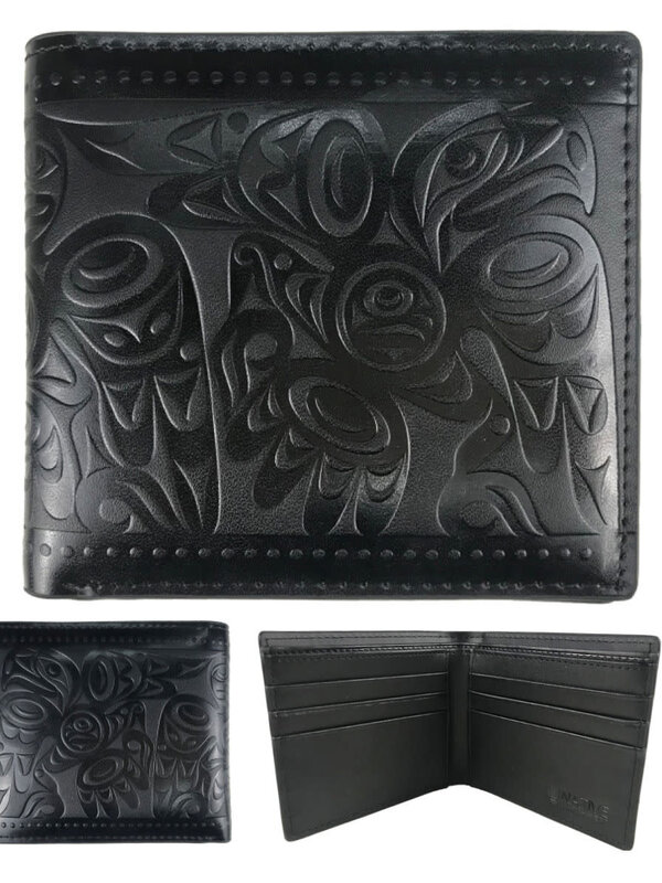 Leather Embossed Wallet - Salish Eagle by Joe Wilson-Sxwaset