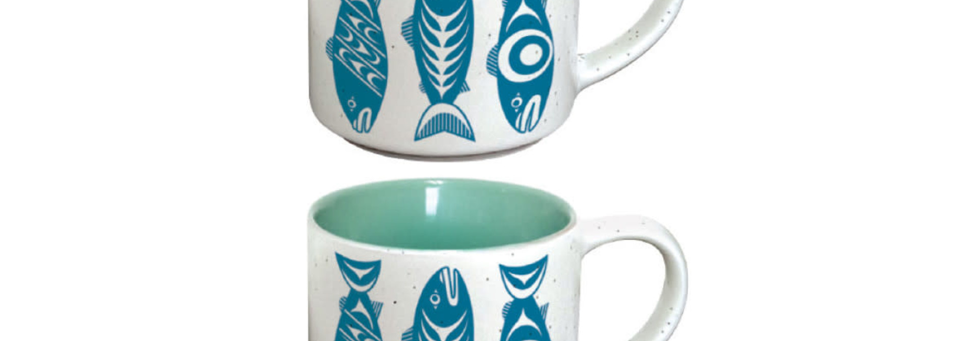 Ceramic Espresso Mugs - Set of 2 (Salmon in the Wild) Simone Diamond