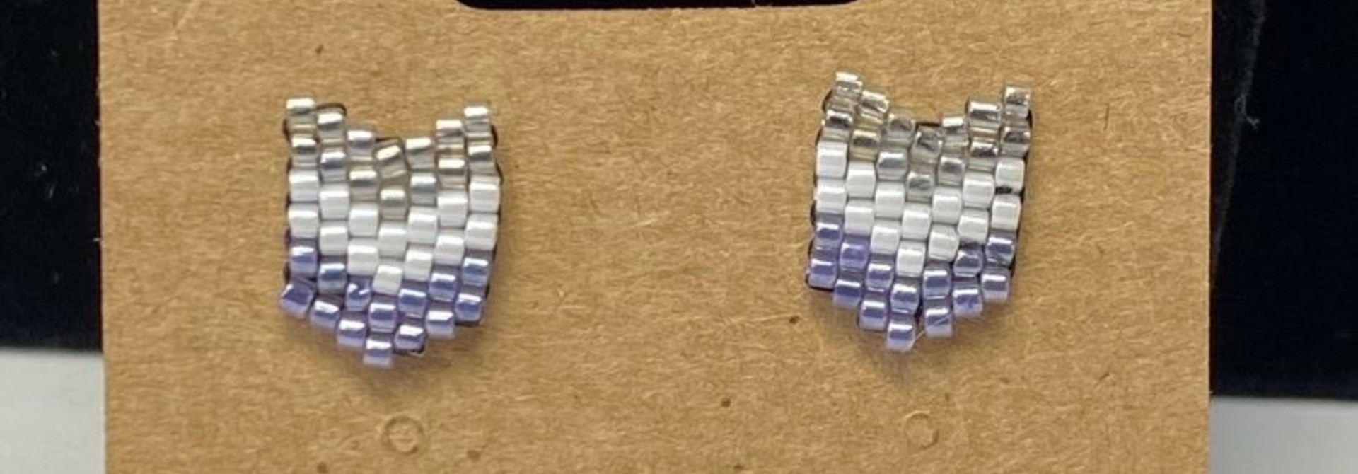 Beaded Stud Earrings By Jenn Carman -Silver/w/purp