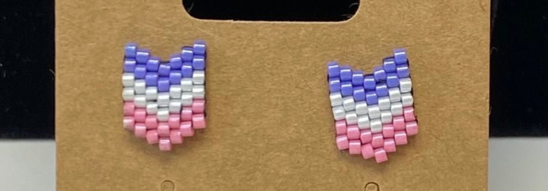 Beaded Stud Earrings By Jenn Carman- Purple/w/pnk