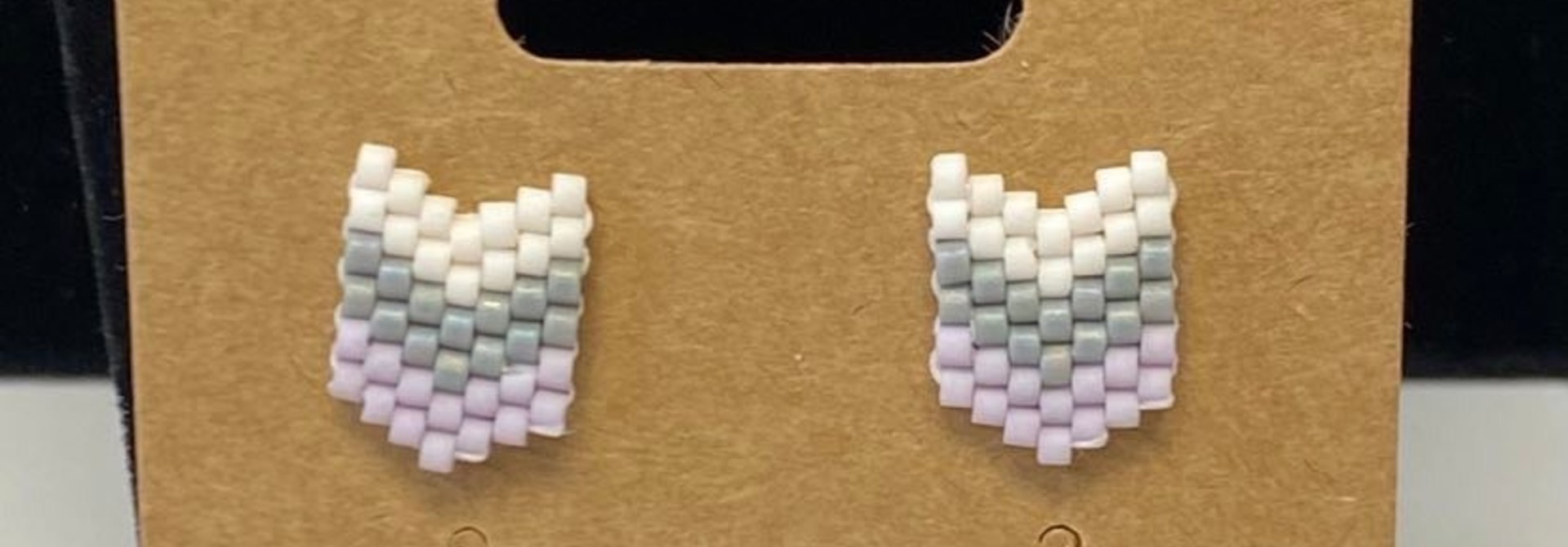 Beaded Stud Earrings By Jenn Carman - White/slv/pur
