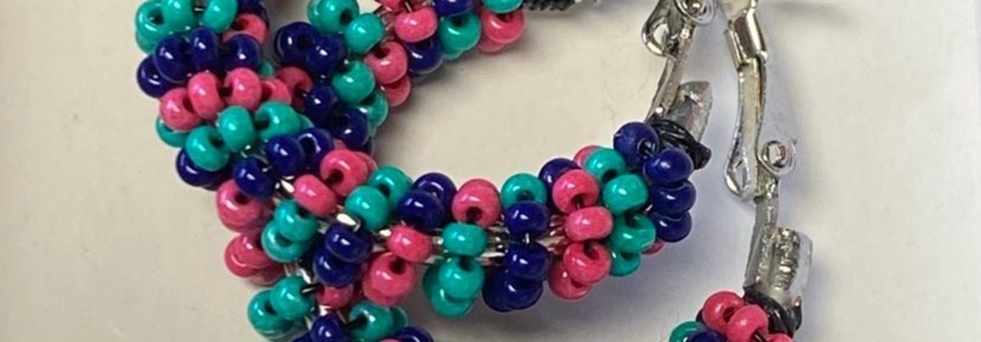 1" Beaded wrapped hoop earrings by Jenn Carman