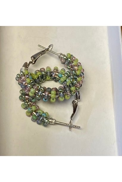 1" Beaded wrapped hoop earrings by Jenn Carman