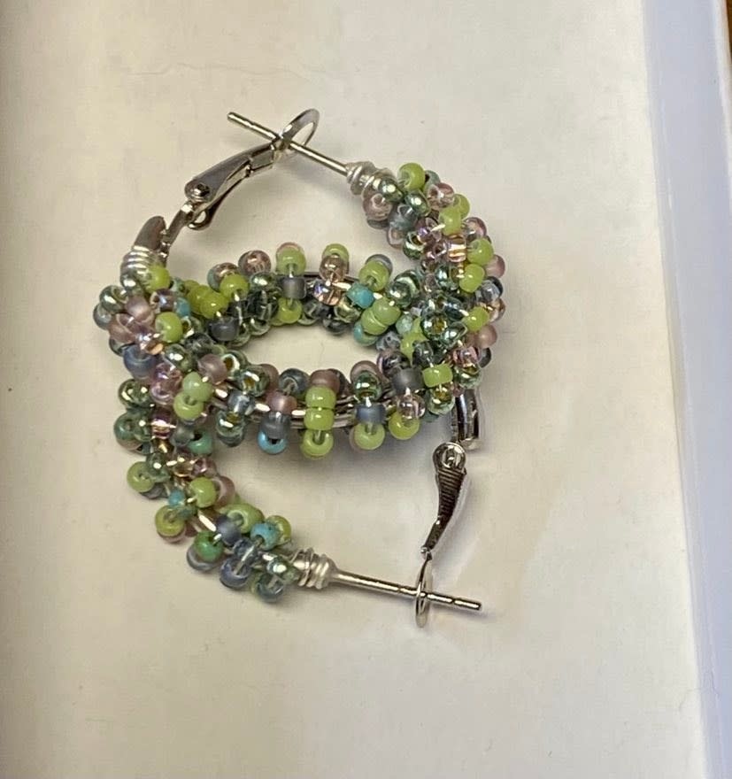 1" Beaded wrapped hoop earrings by Jenn Carman-1