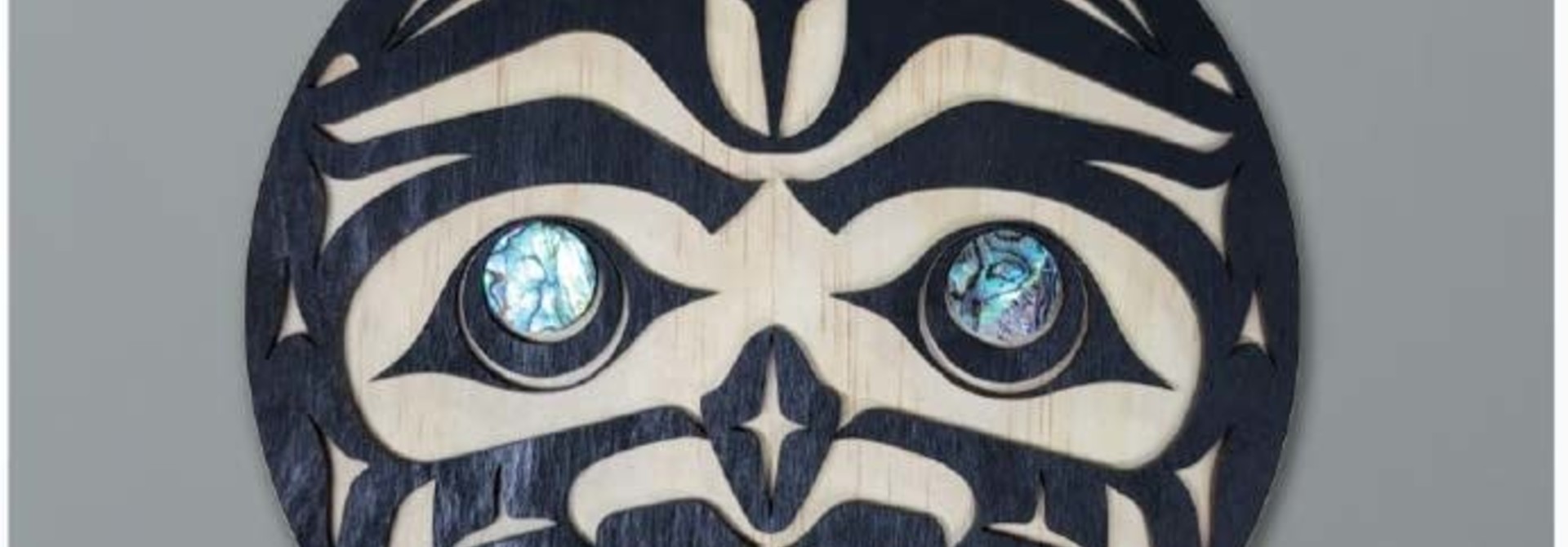 8" Moon Wall Plaque with Abalone Eyes by Raven Wolden