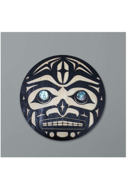 8" Moon Wall Plaque with Abalone Eyes by Raven Wolden