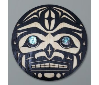 12" Moon Wall Plaque with Abalone eyes by Raven Wolden