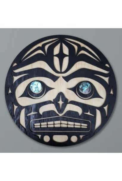 12" Moon Wall Plaque with Abalone eyes by Raven Wolden