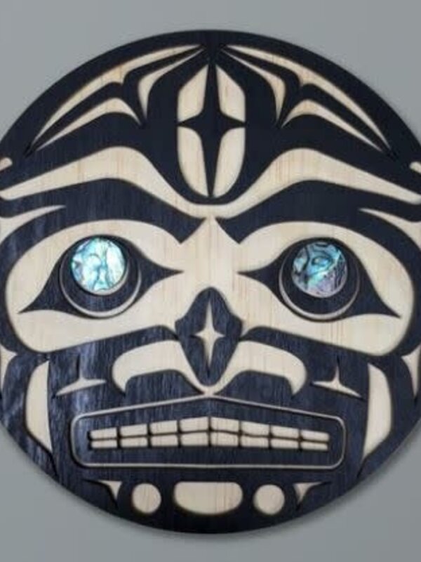 18" Wall plaque - Salish Moon with Abalone eyes by Raven Wolden