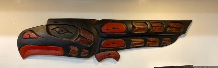 Hand Carved Yellow Cedar Eagle Plaque by George Price-1