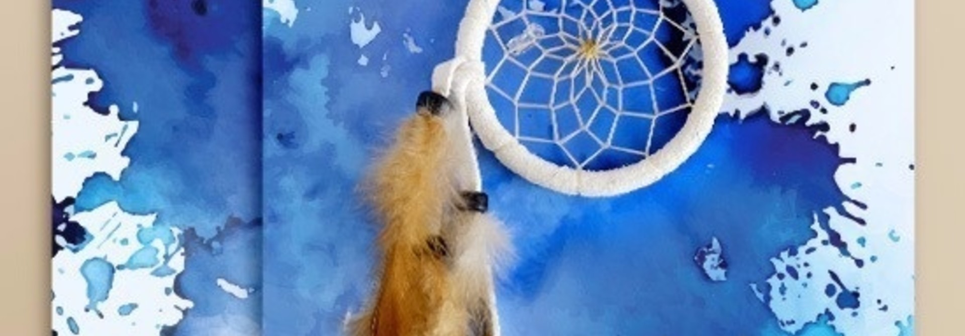 Dream Catcher Greeting Card- Blue Splash