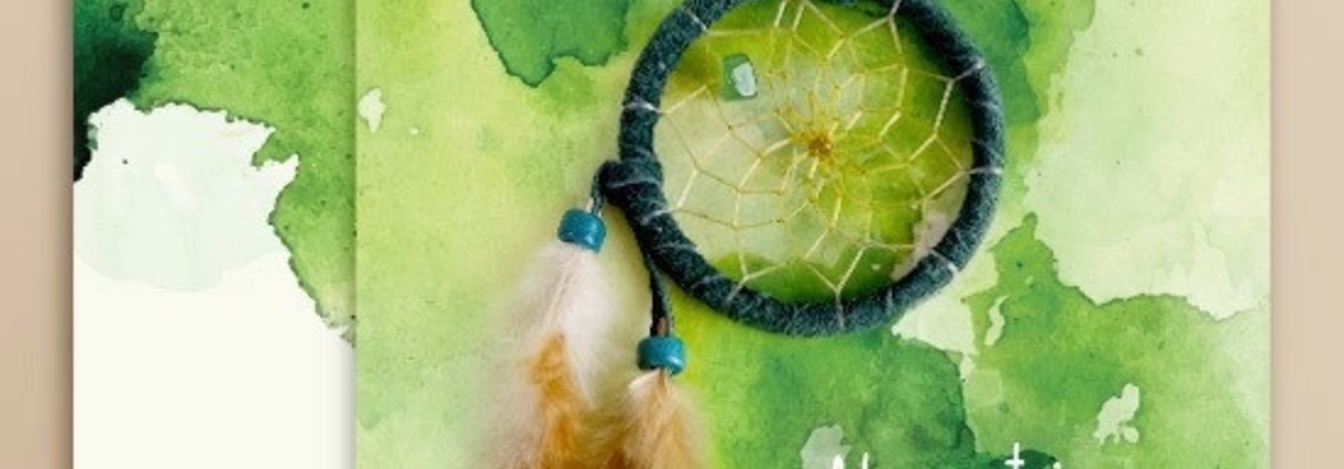 Dream Catcher Greeting Card- Green Splash