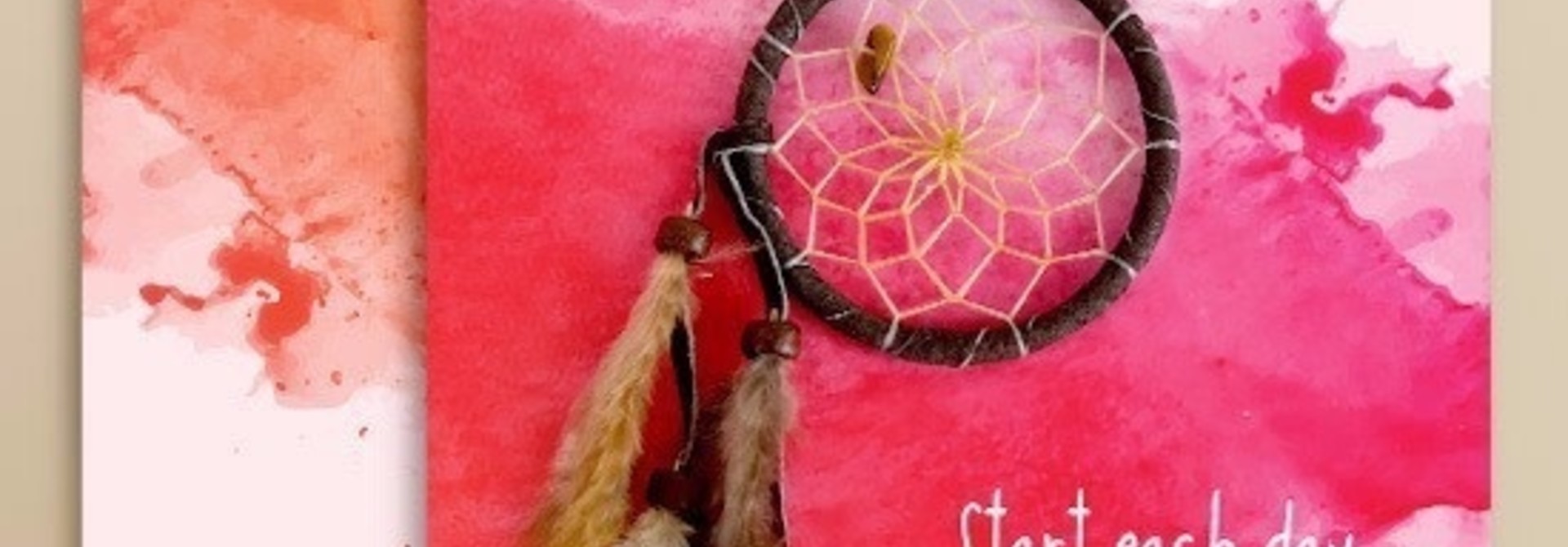 Dream Catcher Greeting Cards- Red Splash