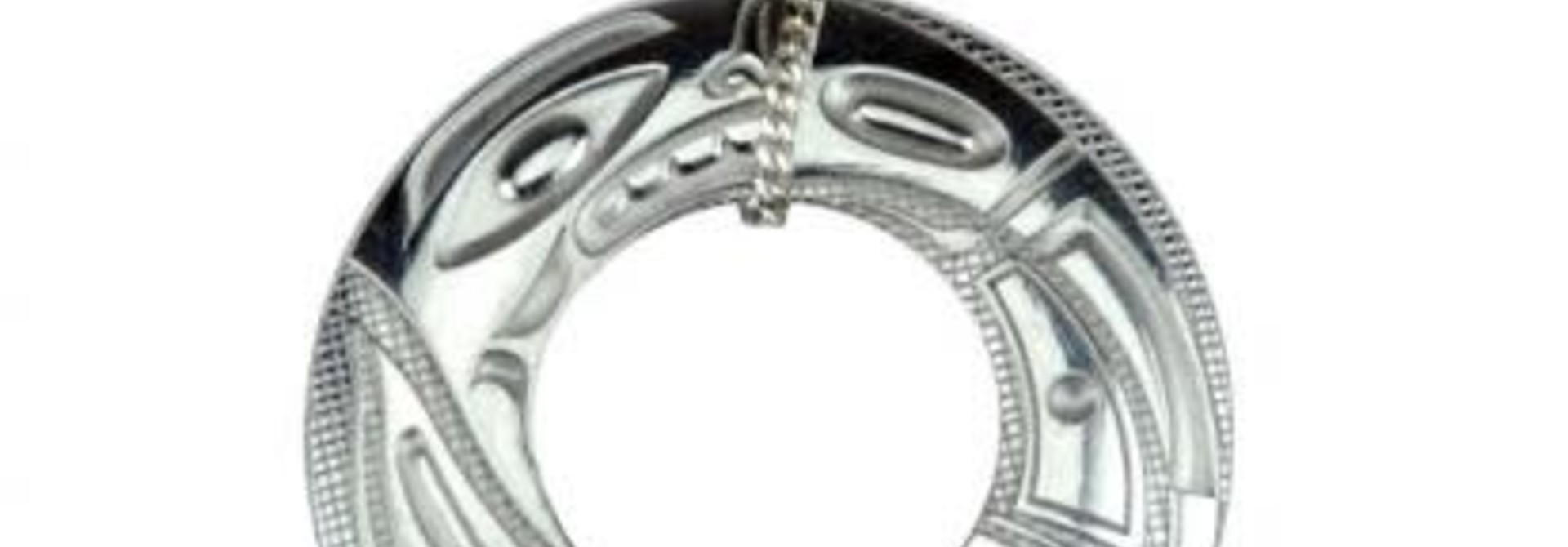 Silver Pewter Pendant with Chain- Chilkat Circle by Corrine Hunt