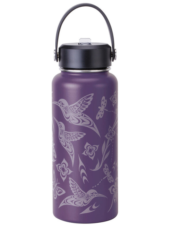 32 oz Wide Mouth Insulated Bottles - Hummingbird by Simone Diamond