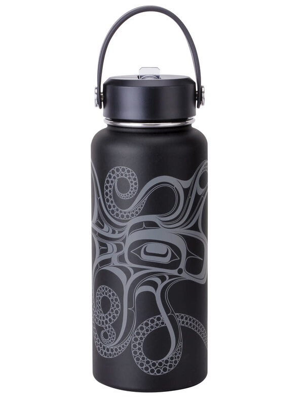 32 oz Wide Mouth Insulated Bottles - Octopus (Nuu) by Ernest Swanson