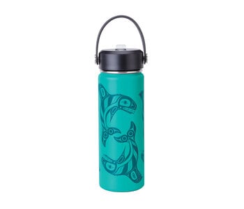 21 oz Wide Mouth Insulated Bottles - Raven Fin Killer Whale by Darrel Amos