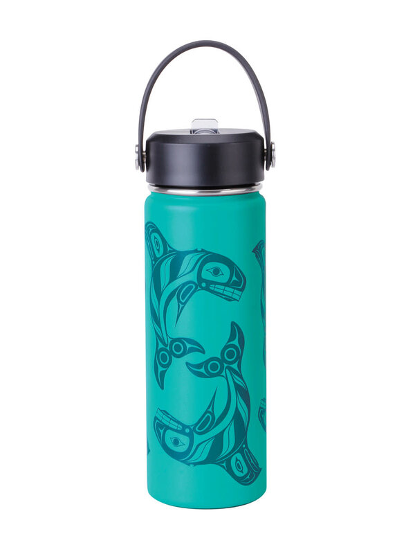 21 oz Wide Mouth Insulated Bottles - Raven Fin Killer Whale by Darrel Amos