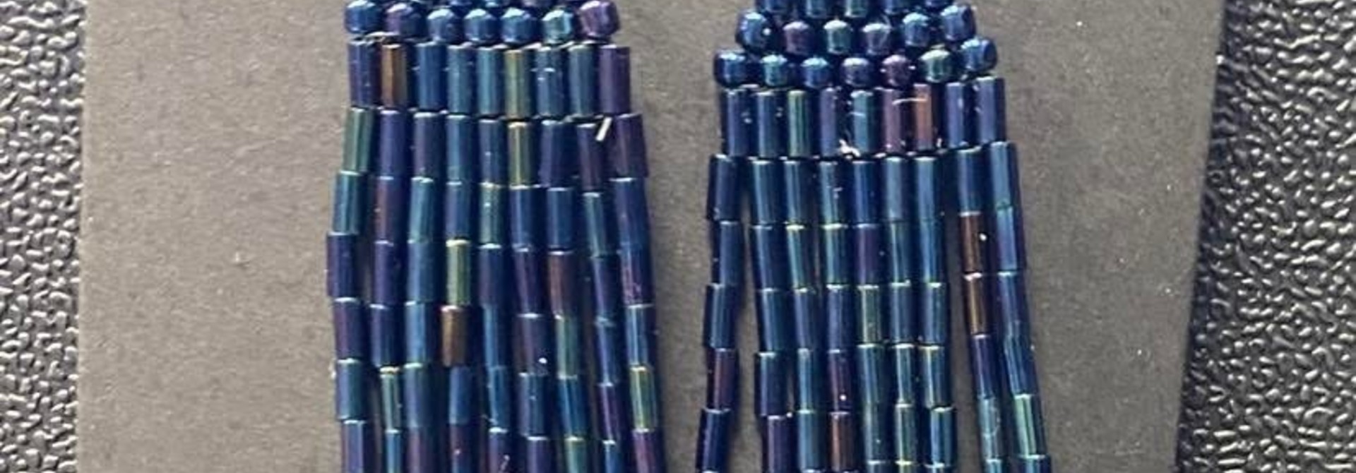 Deep Purple Med. Beaded Earrings by Little Spark Cree-ations