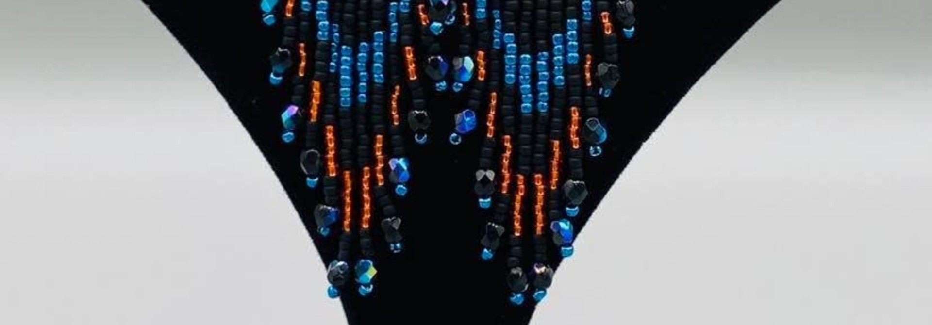 Orange black & blue large beaded earrings by Little Spark Cree-ations