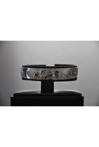 1/2" Hand Crafted Silver Bracelet - Raven by Nancy Dawson