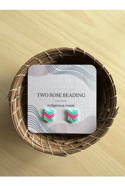 Beaded Stud Earrings by Jenn Carman -Two Rose Beading